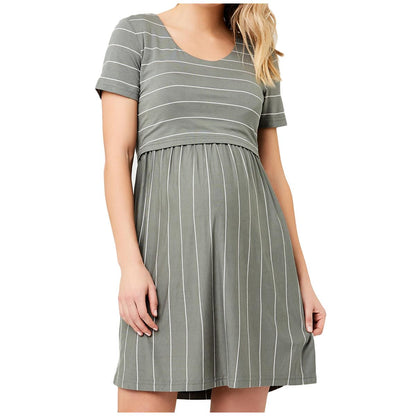 Ripe Maternity Women's Crop Top Nursing Dress Indigo/White
