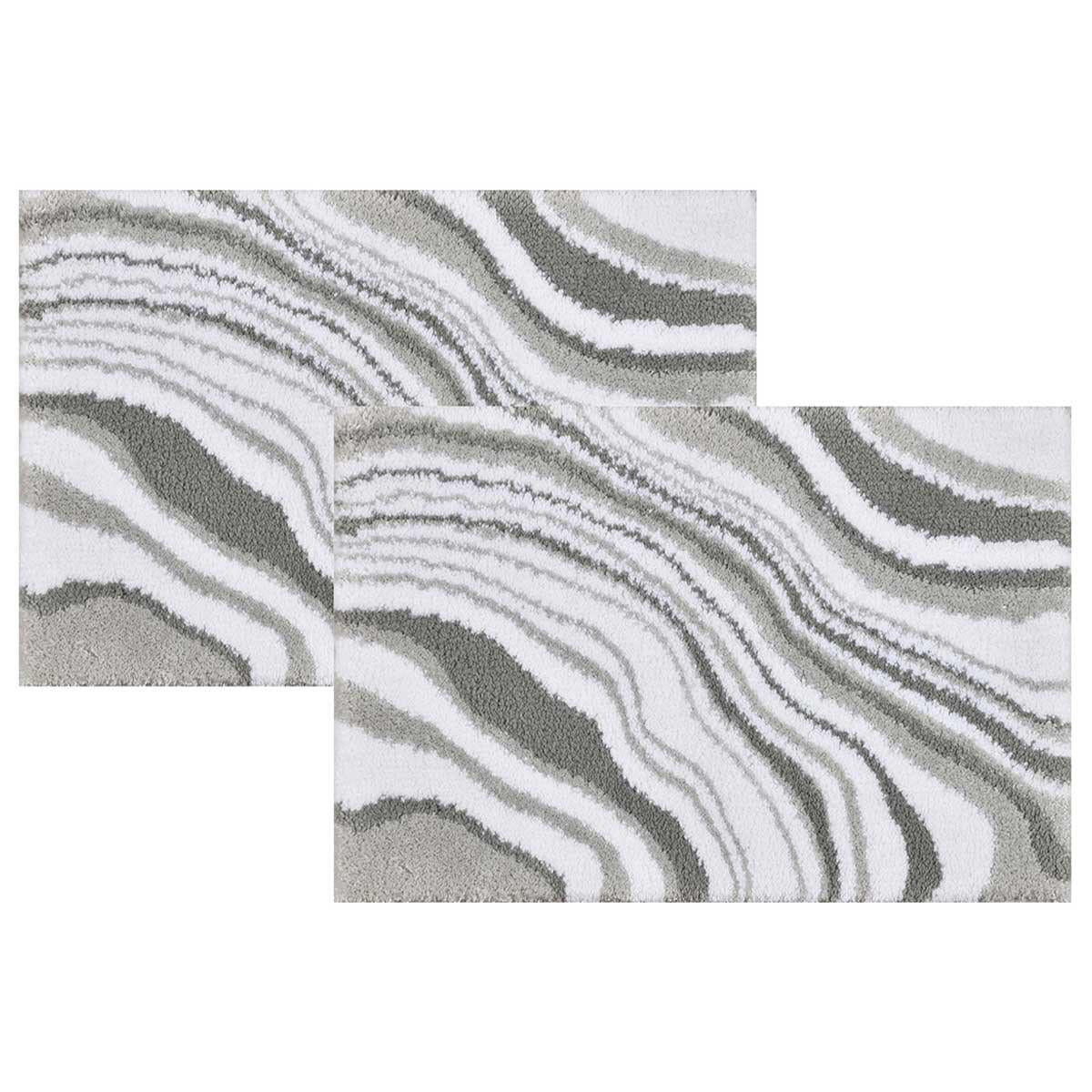 Riviera Homes Marble Print Bath Mat 2 Pack 40 x 60cm Blue