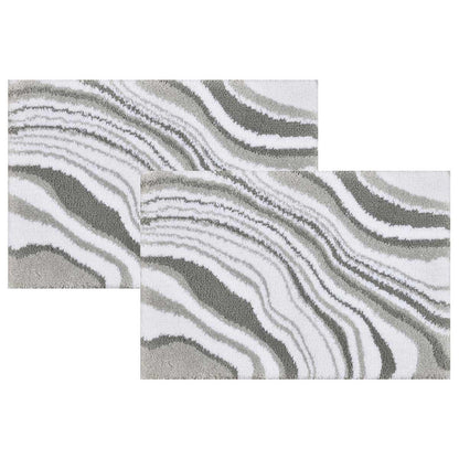 Riviera Homes Marble Print Bath Mat 2 Pack 40 x 60cm Blue