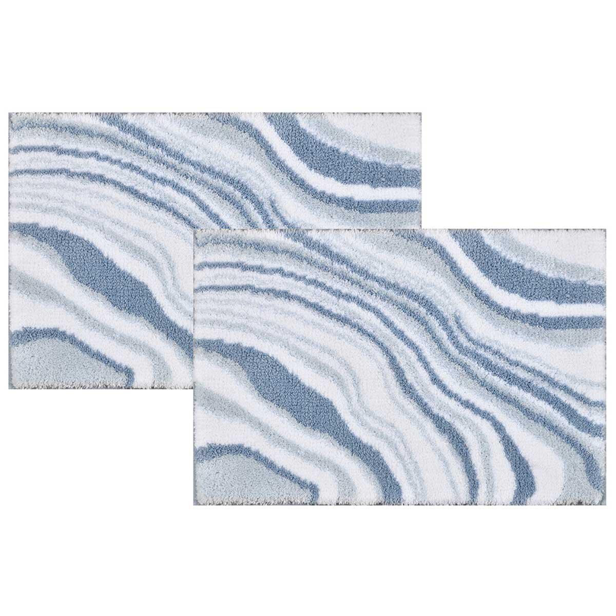 Riviera Homes Marble Print Bath Mat 2 Pack 40 x 60cm Taupe