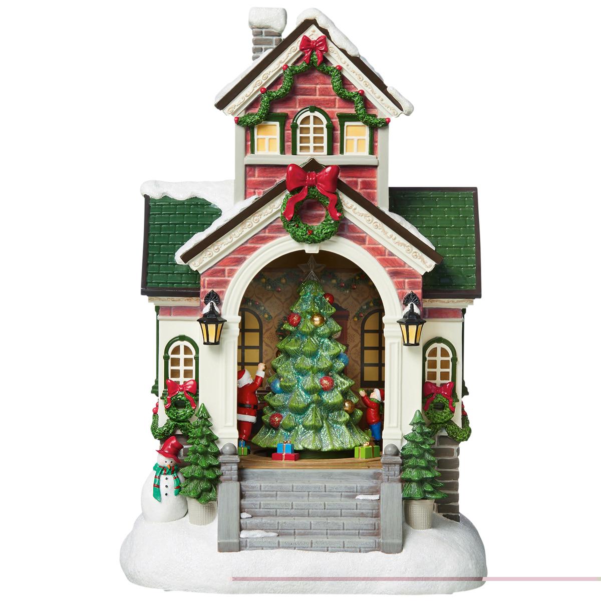 Rotating Santa House With Lights And Music