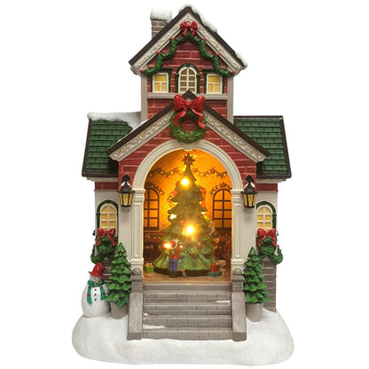 Rotating Santa House With Lights And Music