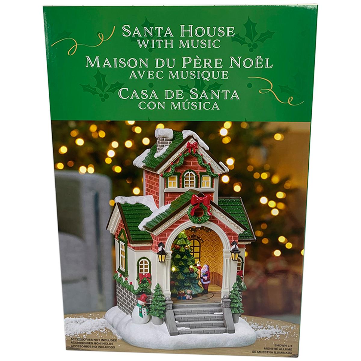 Rotating Santa House With Lights And Music