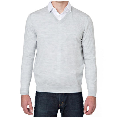 Rough Dress Men's V-Neck Merino Wool Blend Sweater Black and Navy