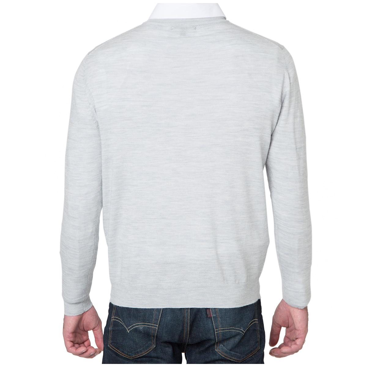 Rough Dress Men's V-Neck Merino Wool Blend Sweater Grey