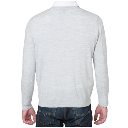 Rough Dress Men's V-Neck Merino Wool Blend Sweater Grey