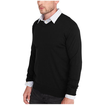 Rough Dress Men's V-Neck Merino Wool Blend Sweater Black