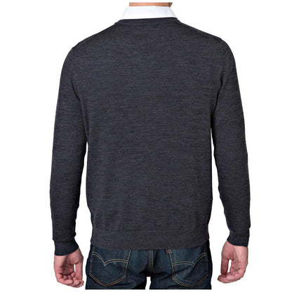 Rough Dress Men's V-Neck Merino Wool Blend Sweater Charcoal