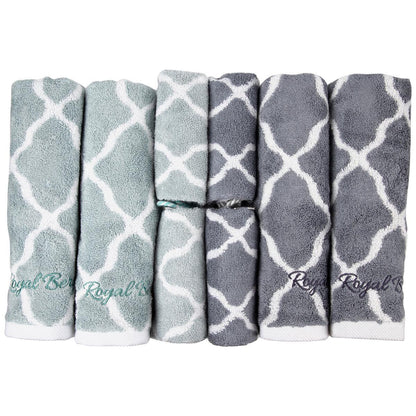 Royal Bergen Bamboo Hand and Face Towel Gift Set 8 piece Grey and White