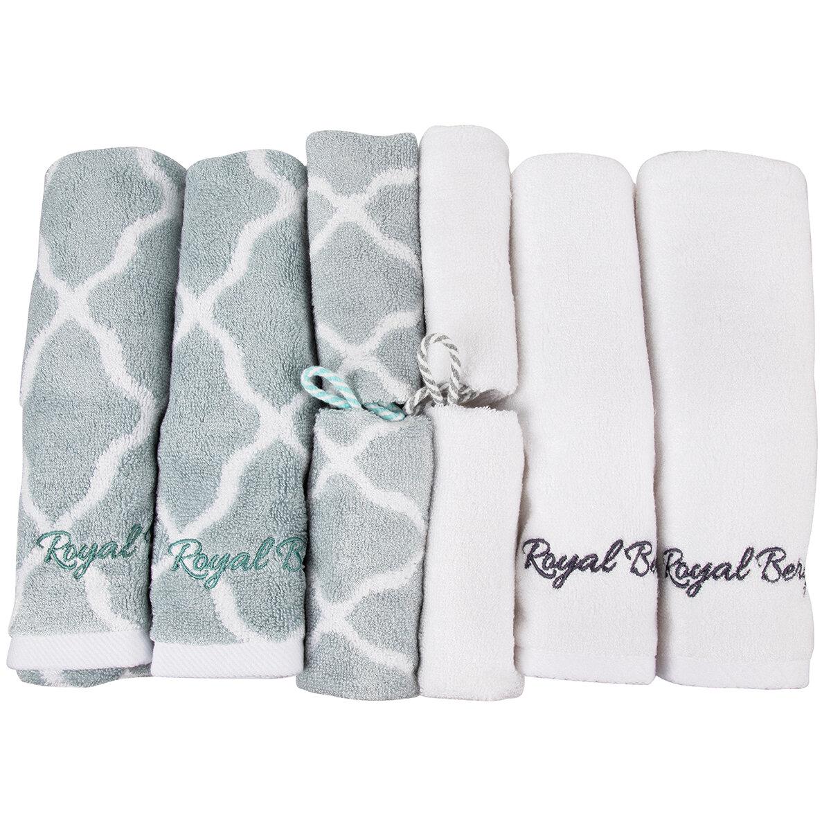 Royal Bergen Bamboo Hand and Face Towel Gift Set 8 piece Grey and White