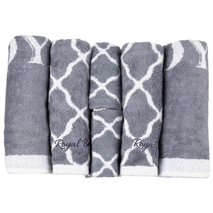 Royal Bergen Bamboo Hand Face Bath Towel Gift Set 6 Piece Grey