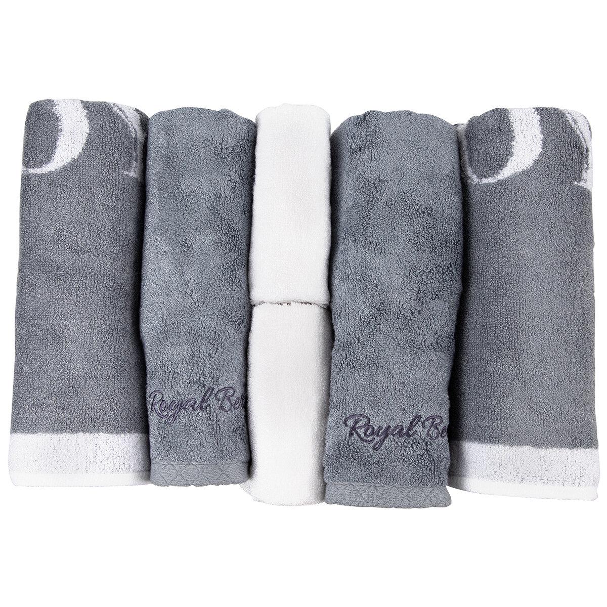 Royal Bergen Bamboo Hand Face Bath Towel Gift Set 6 Piece Grey