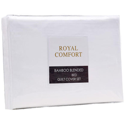 Royal Comfort 1000 Thread Count Blended Bamboo Quilt Cover Set Double White
