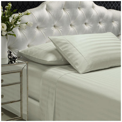 Royal Comfort 1200 Thread Count Damask Stripe Sheet Set Queen White