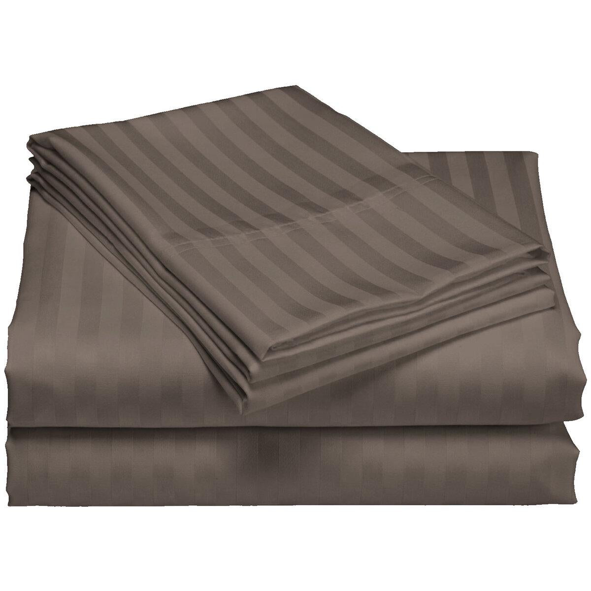 Royal Comfort 1200 Thread Count Damask Stripe Cotton Blend Quilt Cover Queen Set Pebble