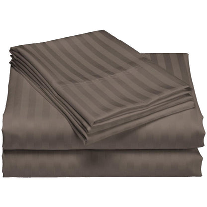 Royal Comfort 1200 Thread Count Damask Stripe Cotton Blend Quilt Cover Queen Set Pebble