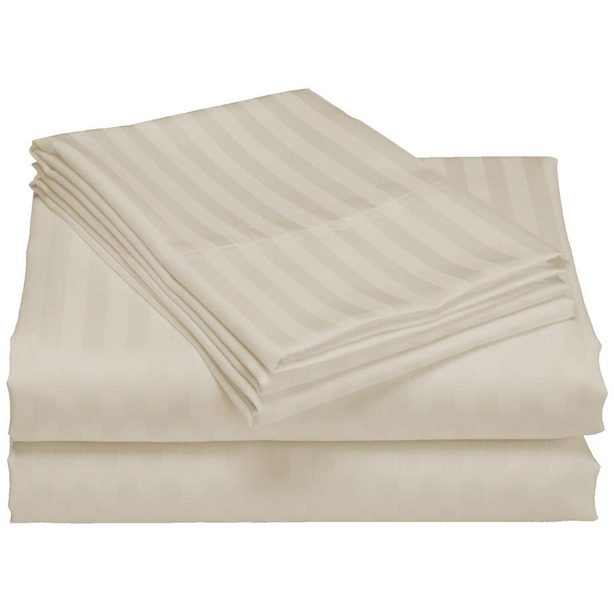 Royal Comfort 1200 Thread Count Damask Stripe Sheet Set Queen Silver