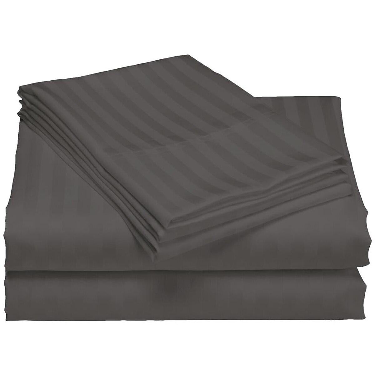 Royal Comfort 1200 Thread Count Damask Stripe Sheet Set Queen Charcoal