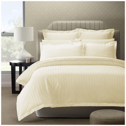 Royal Comfort 1200 Thread Count Damask Stripe Cotton Blend Quilt Cover King Set Pewter