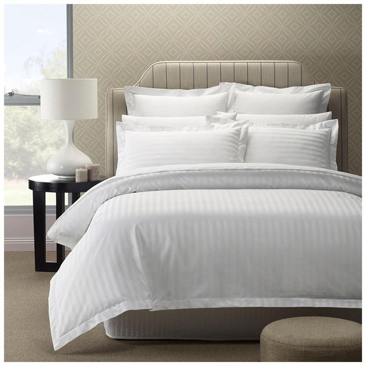 Royal Comfort 1200 Thread Count Damask Stripe Cotton Blend Quilt Cover King Set Silver