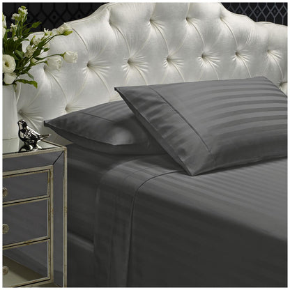 Royal Comfort 1200 Thread Count Damask Stripe Sheet Set Queen Silver
