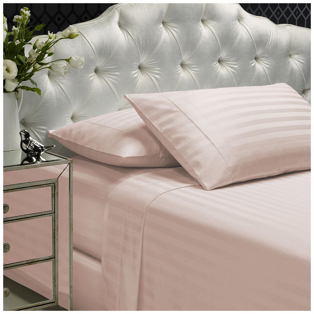 Royal Comfort 1200 Thread Count Damask Stripe Sheet Set Queen Blush