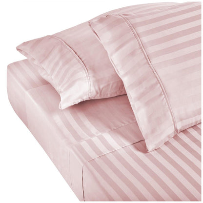 Royal Comfort 1200 Thread Count Damask Stripe Sheet Set Queen Blush