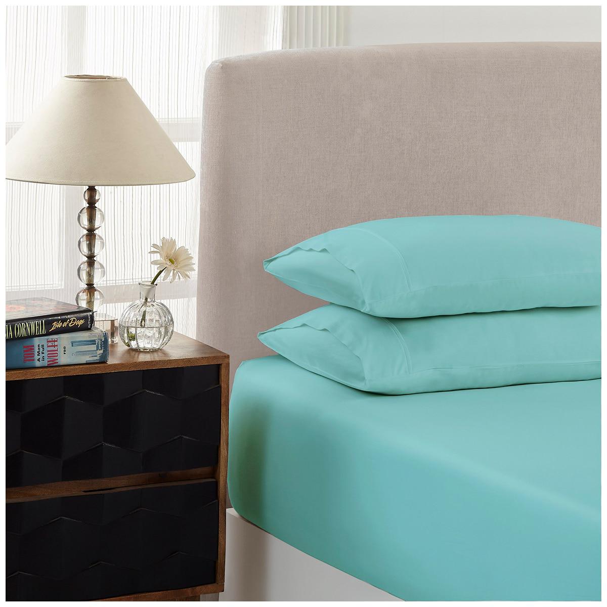 Royal Comfort 1500 Thread Count Cotton Rich Fitted Sheet 3 Piece Queen Set Mist