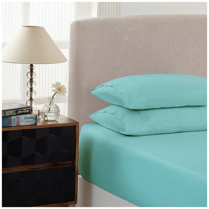 Royal Comfort 1500 Thread Count Cotton Rich Fitted Sheet 3 Piece Queen Set Mist