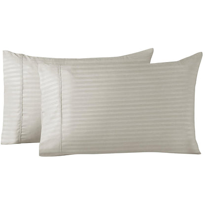 Royal Comfort Blended Bamboo Stripe Sheet Set Double Silver