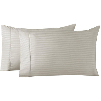 Royal Comfort Blended Bamboo Stripe Sheet Set Queen Silver
