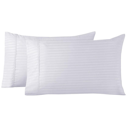 Royal Comfort Blended Bamboo Stripe Sheet Set Double White