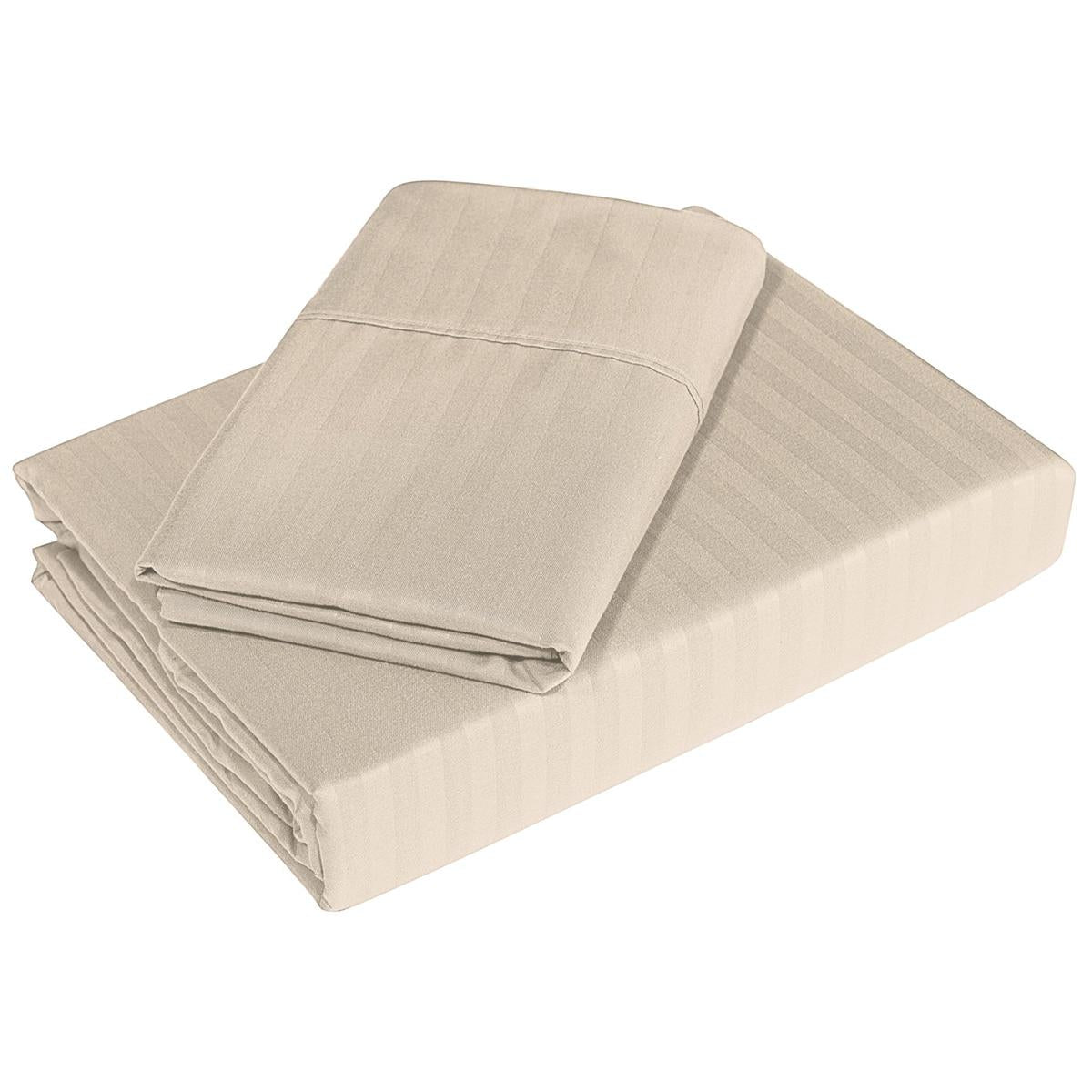 Royal Comfort Blended Bamboo Stripe Sheet Set Queen Sand