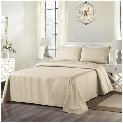 Royal Comfort Blended Bamboo Stripe Sheet Set Queen Sand