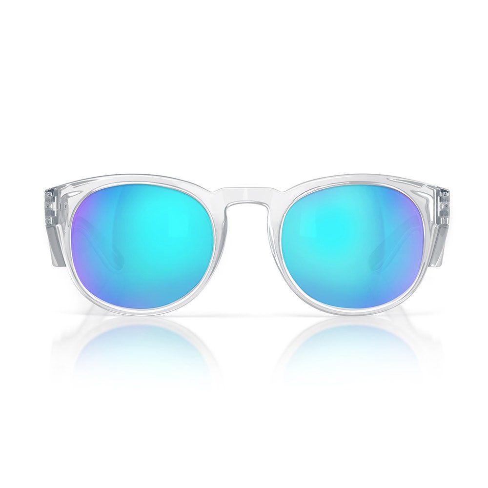 SAFESTYLE Cruisers Clear Frame Mirror Blue Polarised Lens UV400 CRCBP100