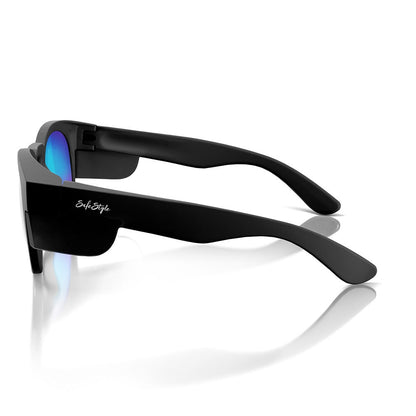 SAFESTYLE Cruisers Matte Black Frame Mirror Blue Polarised Lens UV400 CRMBBP100
