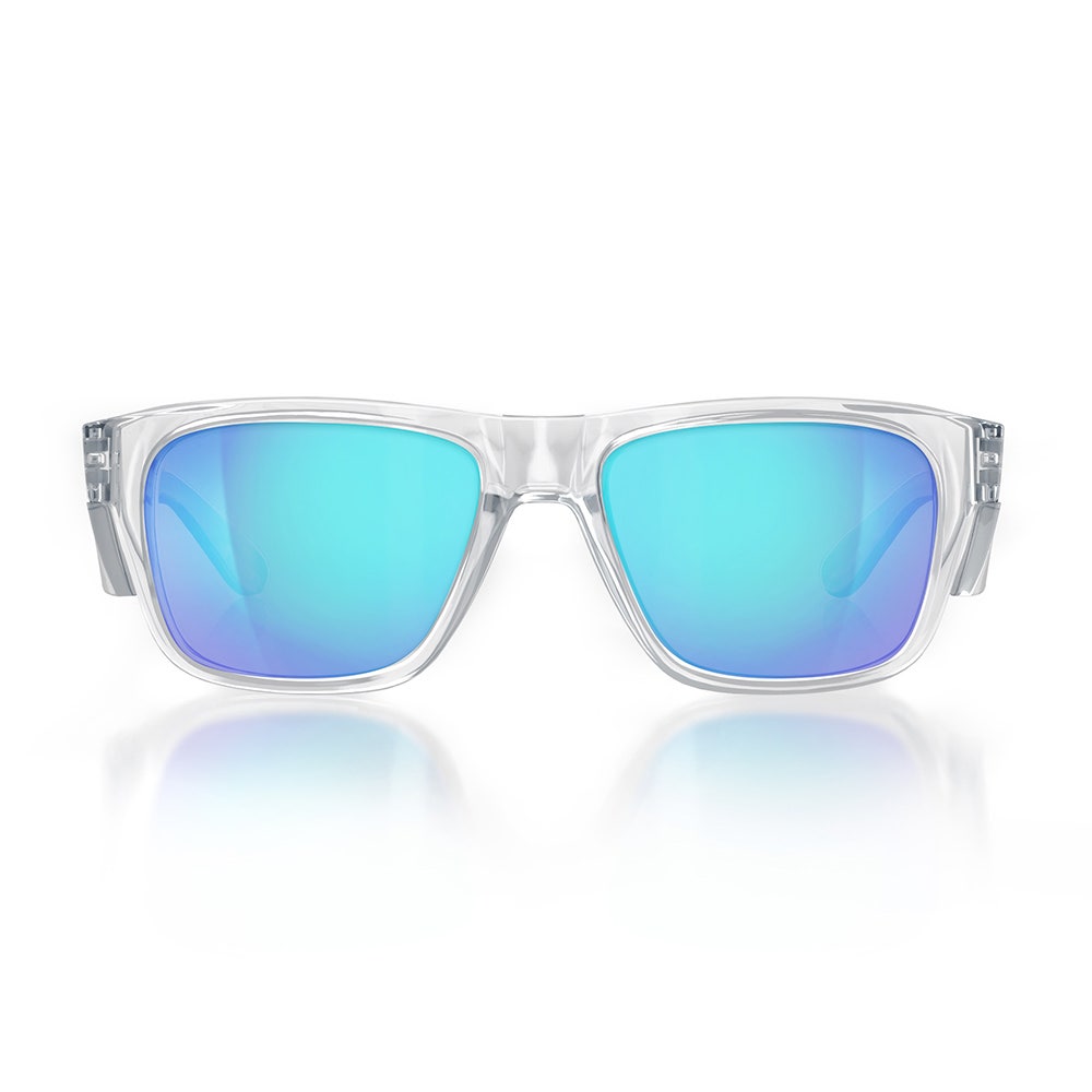 SAFESTYLE Fusions Clear Frame Mirror Blue Polarised Lens UV400 FCBP100