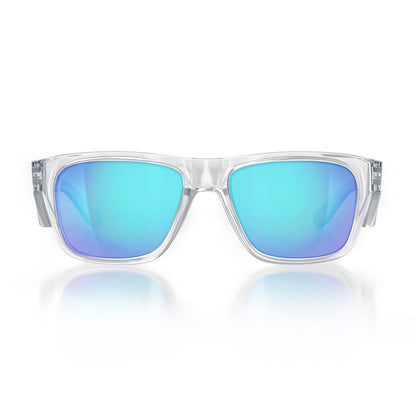 SAFESTYLE Fusions Clear Frame Mirror Blue Polarised Lens UV400 FCBP100