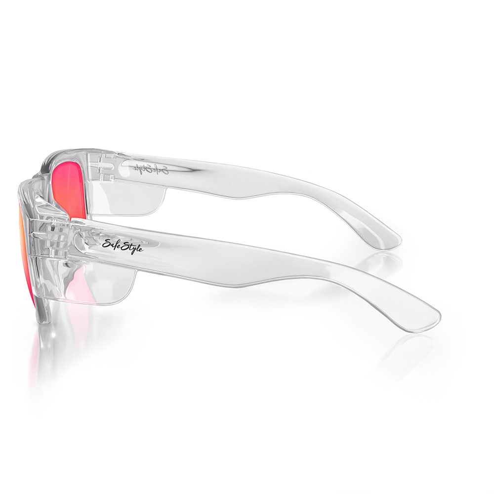 SAFESTYLE Fusions Clear Frame Mirror Red Polarised Lens UV400 FCRP100