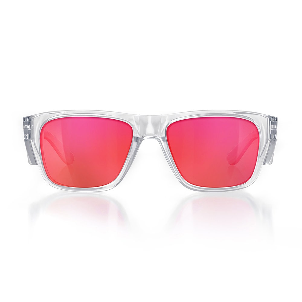 SAFESTYLE Fusions Clear Frame Mirror Red Polarised Lens UV400 FCRP100