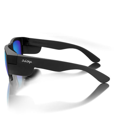 SAFESTYLE Fusions Matte Black Frame Mirror Blue Polarised Lens UV400 FMBBP100
