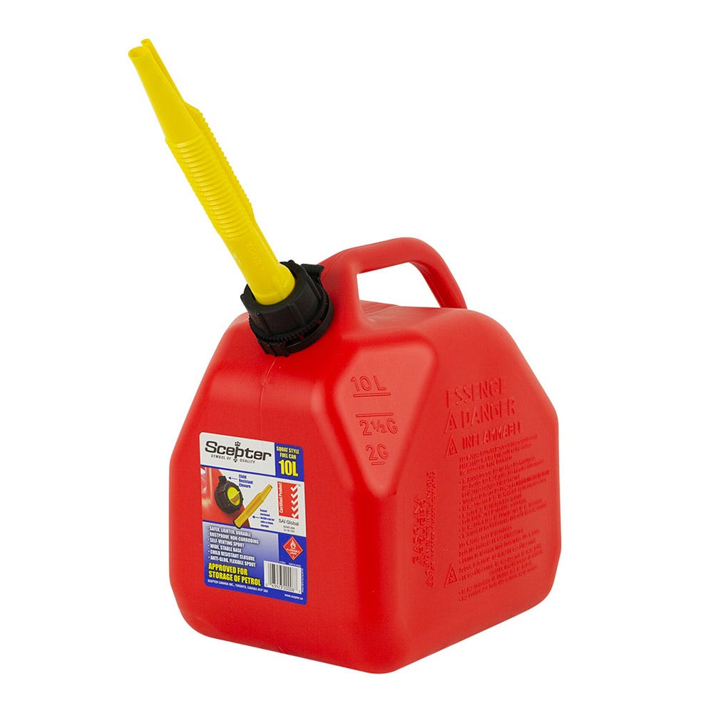 SCEPTER 10L Red Plastic Fuel Can-No Vent FUE8065