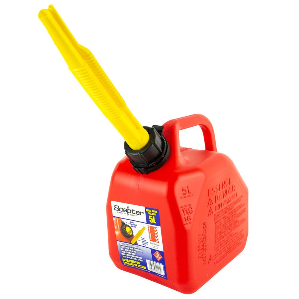 SCEPTER 5L Red Plastic Fuel Can-No Vent FUE8063