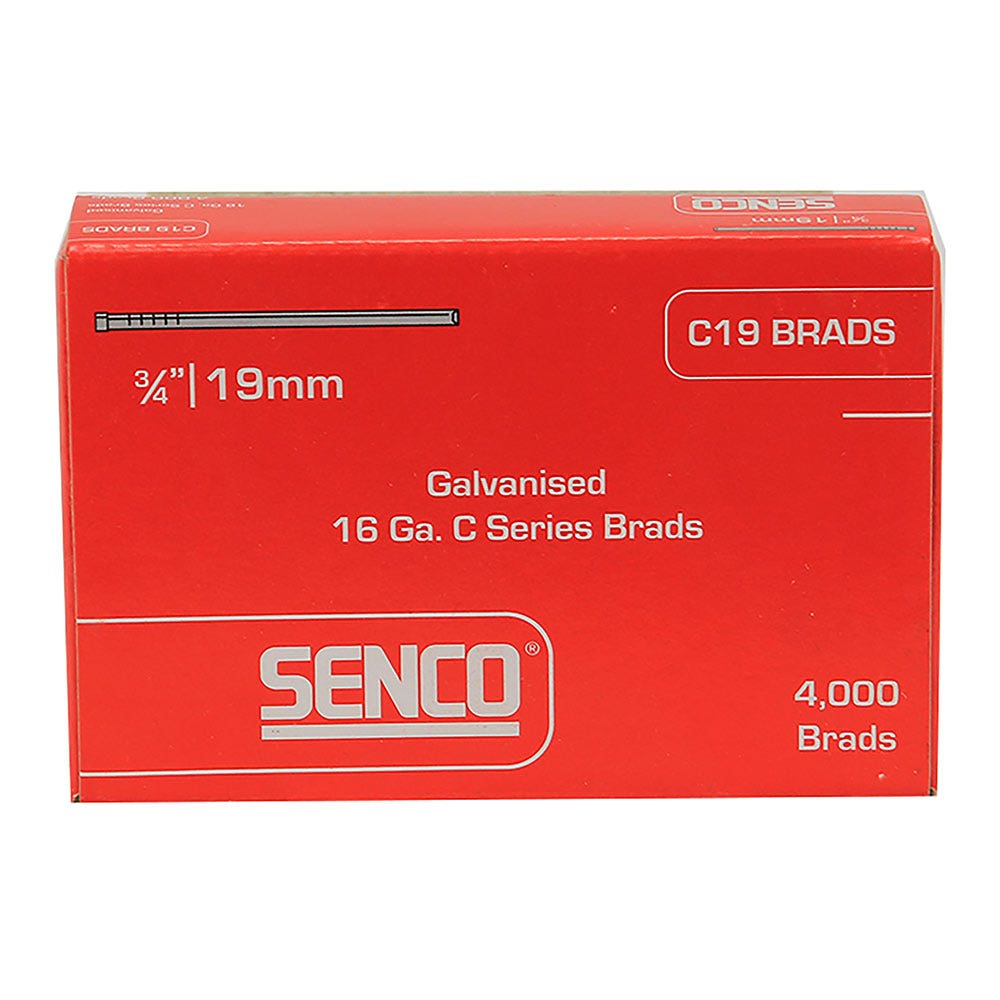 SENCO C Series Electro Galvanised Brad Nail - 19mm Box of 4000 C19
