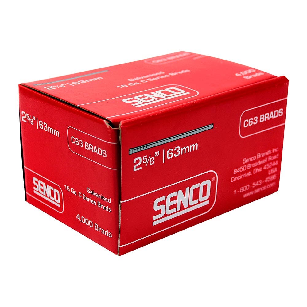 SENCO C Series Electro Galvanised Brad Nail - 63mm Box of 4000 C63