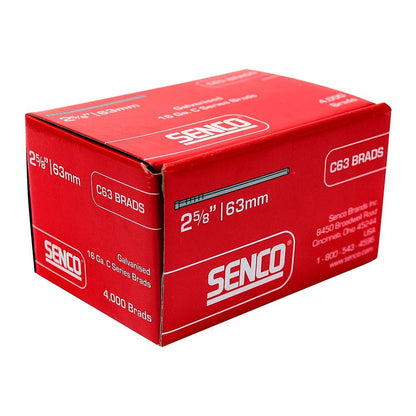 SENCO C Series Electro Galvanised Brad Nail - 63mm Box of 4000 C63