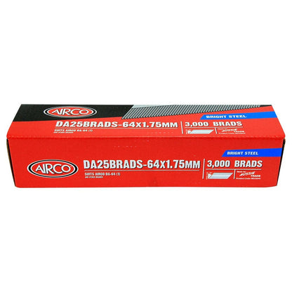 SENCO DA Series Bright Steel Brad Nail - 64mm Box of 3000 DA25EPB
