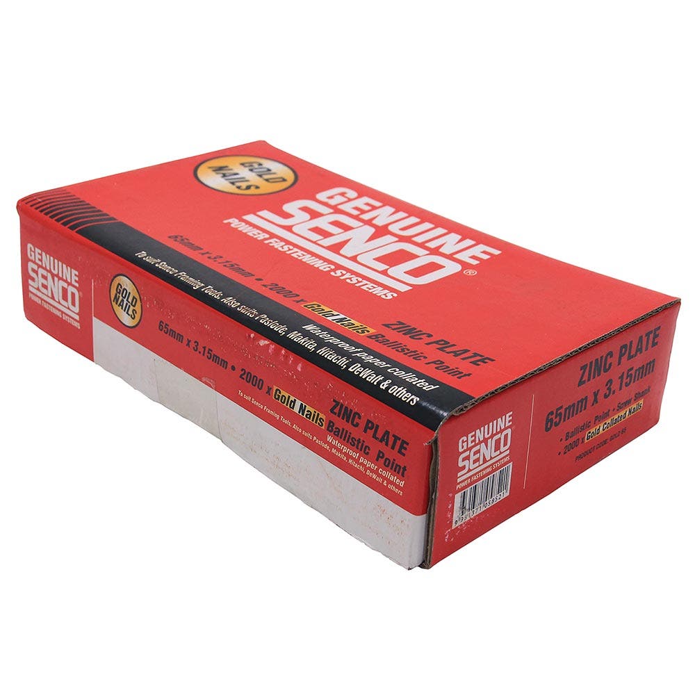 SENCO Hardend Framing Nails Zinc Plate - 65mm Box of 2000 GOLD65