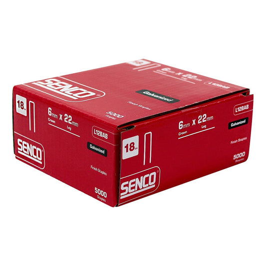SENCO L Series Staples Electro Galvanised - 22mm Box of 5000 L12BAB