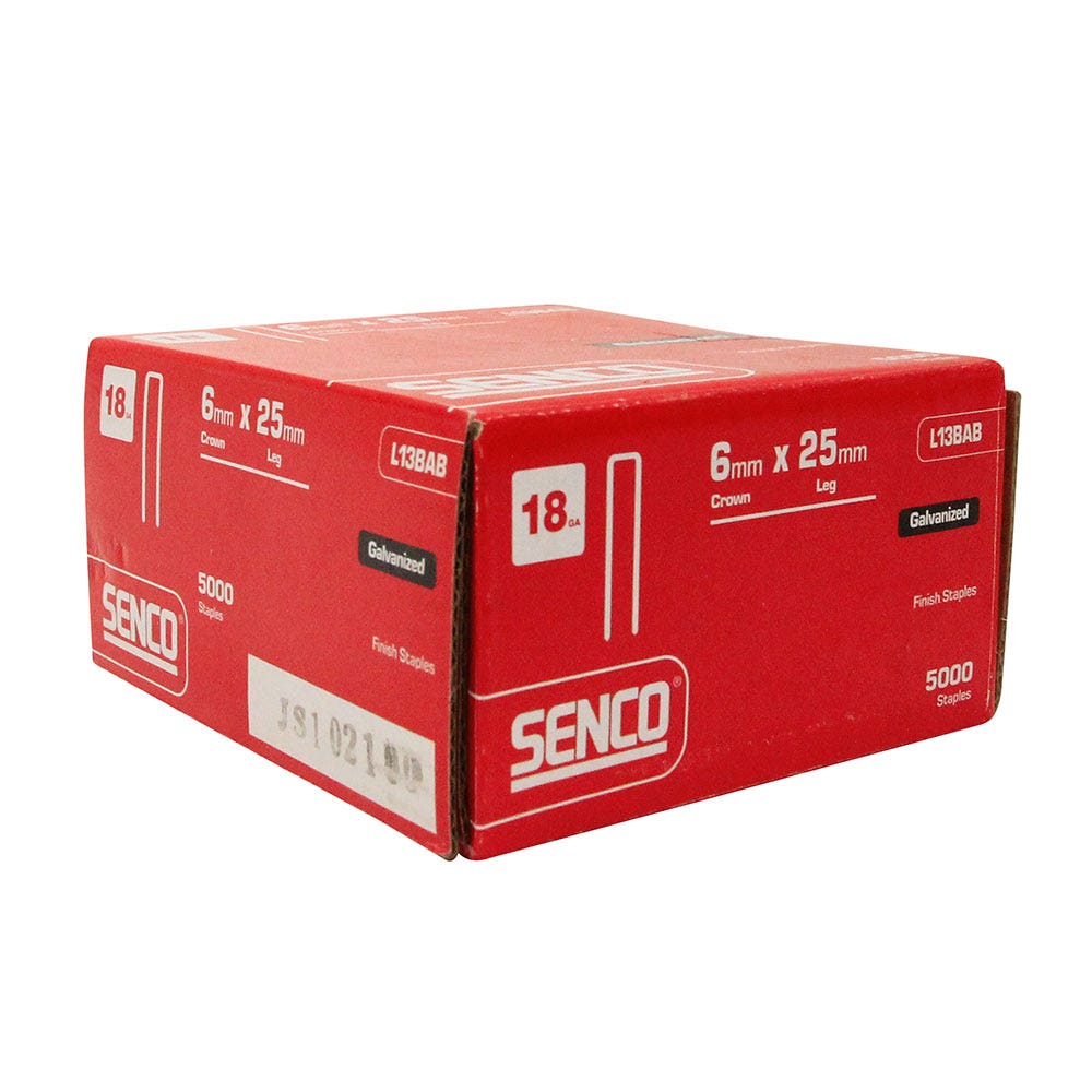 SENCO L Series Staples Electro Galvanised - 25mm Box of 5000 L13BAB